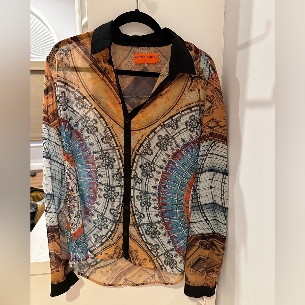 Clover Canyon Sheer Stained Glass Window Print Shirt
